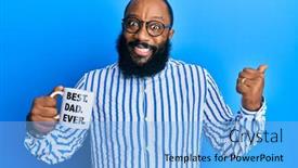  Presentation with coffe - Slide deck having young-african-american-man-drinking background and a light blue colored foreground