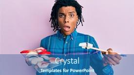  Presentation with chopsticks - Amazing slide deck having young-african-american-man-eating backdrop and a ocean colored foreground