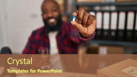  Presentation with ecommerce - PPT theme enhanced with young-african-american-man-ecommerce background and a coral colored foreground