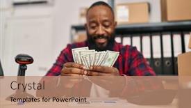  Presentation with african american business - Slides featuring young-african-american-man-ecommerce background and a coral colored foreground