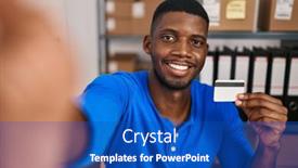  Presentation with african american business - Slide deck with young-african-american-man-ecommerce background and a ocean colored foreground