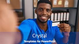  Presentation with african american business - Presentation theme with young-african-american-man-ecommerce background and a ocean colored foreground