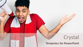  Presentation with hooligan - Beautiful presentation design featuring young-african-american-man-football backdrop and a lemonade colored foreground