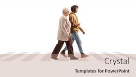  Presentation with helping man - PPT layouts consisting of young-african-american-man-helping background and a coral colored foreground