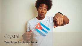  Presentation with american flag - Presentation featuring young-african-american-man-holding background and a coral colored foreground