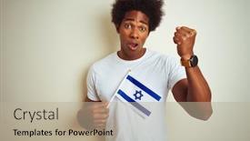  Presentation with israel flag - Audience pleasing slides consisting of young-african-american-man-holding backdrop and a mint green colored foreground