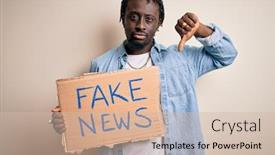  Presentation with fake news - Audience pleasing theme consisting of young-african-american-man-holding backdrop and a soft green colored foreground