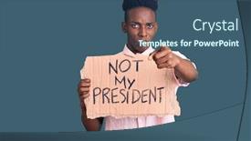  Presentation with african american protest - Audience pleasing PPT layouts consisting of young-african-american-man-holding backdrop and a ocean colored foreground