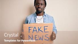  Presentation with fake news - Colorful presentation enhanced with young-african-american-man-holding backdrop and a coral colored foreground