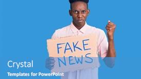  Presentation with fake news - Slides featuring young-african-american-man-holding background and a teal colored foreground
