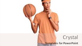  Presentation with basketball - Beautiful presentation featuring young-african-american-man-holding backdrop and a lemonade colored foreground