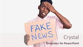  Presentation with fake news - Beautiful PPT layouts featuring young-african-american-man-holding backdrop and a lemonade colored foreground