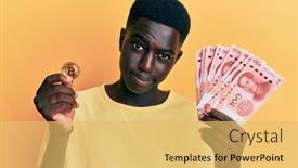  Presentation with chinese american - Audience pleasing slide set consisting of young-african-american-man-holding backdrop and a yellow colored foreground