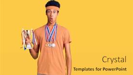  Presentation with african - Slides enhanced with young-african-american-man-holding background and a yellow colored foreground