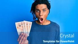  Presentation with united kingdom - Slides featuring young-african-american-man-holding background and a teal colored foreground