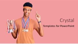  Presentation with ophthalmoscope african american models - Audience pleasing slide set consisting of young-african-american-man-holding backdrop and a coral colored foreground