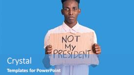  Presentation with african american protest - Slide deck enhanced with young-african-american-man-holding background and a teal colored foreground