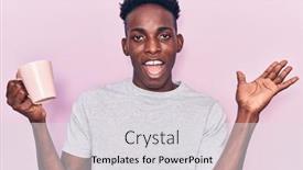  Presentation with african american - PPT theme having young-african-american-man-holding background and a light gray colored foreground