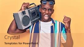  Presentation with american music - Presentation consisting of young-african-american-man-holding background and a yellow colored foreground