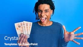  Presentation with united kingdom - Theme with young-african-american-man-holding background and a ocean colored foreground