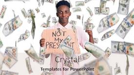  Presentation with african american protest - Presentation consisting of young-african-american-man-holding background and a soft green colored foreground