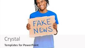  Presentation with fake news - Audience pleasing PPT layouts consisting of young-african-american-man-holding backdrop and a white colored foreground