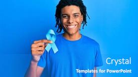  Presentation with african american - Audience pleasing slide deck consisting of young-african-american-man-holding backdrop and a cobalt blue colored foreground
