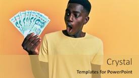  Presentation with chinese american - PPT theme having young-african-american-man-holding background and a yellow colored foreground