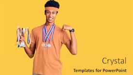  Presentation with proud american - Amazing presentation theme having young-african-american-man-holding backdrop and a yellow colored foreground
