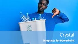  Presentation with plastic recycling - Slides having young-african-american-man-holding background and a light blue colored foreground