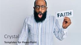  Presentation with faith - Colorful presentation enhanced with young-african-american-man-holding backdrop and a lemonade colored foreground