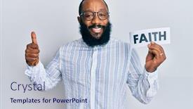  Presentation with faith - Cool new PPT theme with young-african-american-man-holding backdrop and a lemonade colored foreground