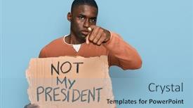  Presentation with african american protest - Colorful slide deck enhanced with young-african-american-man-holding backdrop and a light blue colored foreground