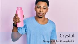  Presentation with american - PPT layouts enhanced with young-african-american-man-holding background and a light blue colored foreground