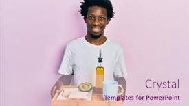  Presentation with african american - Theme enhanced with young-african-american-man-holding background and a  colored foreground