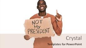  Presentation with african american protest - Presentation design with young-african-american-man-holding background and a coral colored foreground
