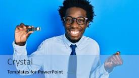  Presentation with proud american - Presentation consisting of young-african-american-man-holding background and a light blue colored foreground