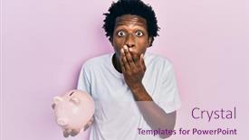  Presentation with piggy bank - Presentation theme with young-african-american-man-holding background and a lemonade colored foreground