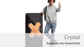  Presentation with cracked - Presentation design with young-african-american-man-leaning background and a  colored foreground