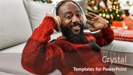  Presentation with christmas music - Presentation theme having young-african-american-man-listening background and a tawny brown colored foreground