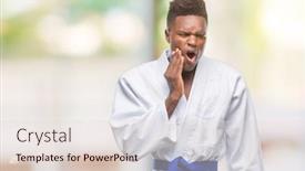  Presentation with african american dental - Colorful PPT theme enhanced with young african american man backdrop and a lemonade colored foreground