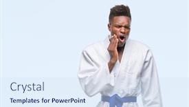  Presentation with african american dental - PPT theme featuring young african american man background and a sky blue colored foreground