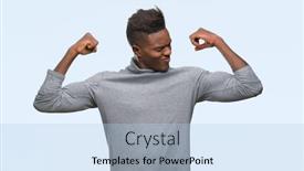  Presentation with proud american - Presentation featuring young african american man over isolated background showing arms muscles smiling proud fitness concept background and a light blue colored foreground