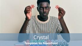  Presentation with poker chips - Cool new PPT theme with young-african-american-man-playing backdrop and a teal colored foreground