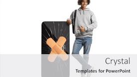  Presentation with cracked - Slides with young-african-american-man-pointing background and a white colored foreground