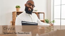  Presentation with binder - PPT layouts featuring young-african-american-man-psychologist background and a coral colored foreground