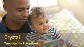  Presentation with baby book - PPT layouts enhanced with young-african-american-man-reading background and a tawny brown colored foreground