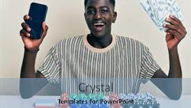  Presentation with poker chips - PPT theme featuring young-african-american-man-sitting background and a light blue colored foreground