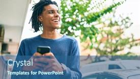  Presentation with city street - Beautiful slides featuring young-african-american-man-smiling backdrop and a  colored foreground