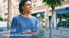  Presentation with city street - Colorful presentation theme enhanced with young-african-american-man-smiling backdrop and a  colored foreground